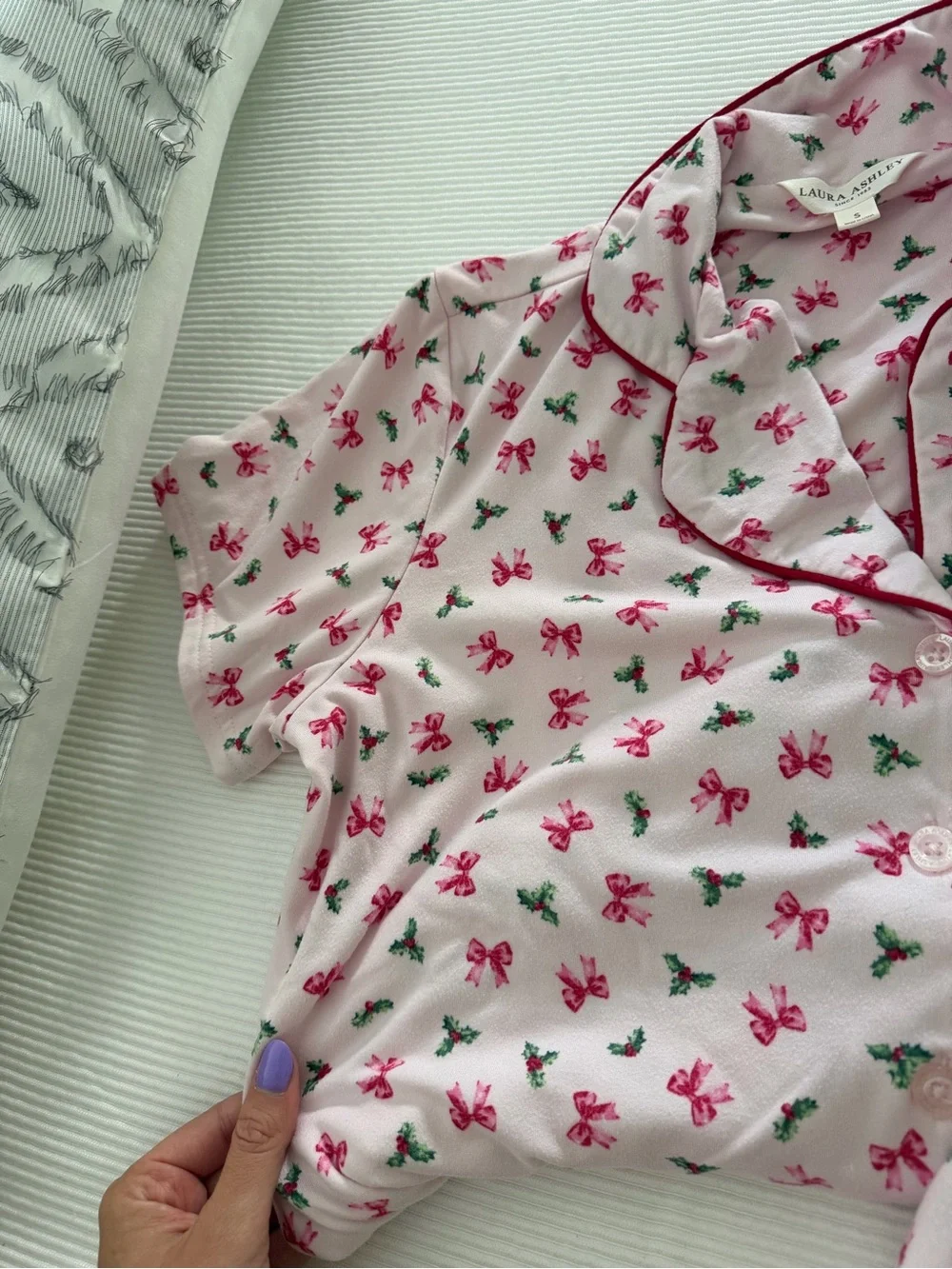 Laura Ashley Pink Christmas Short-Sleeve Pajama Set